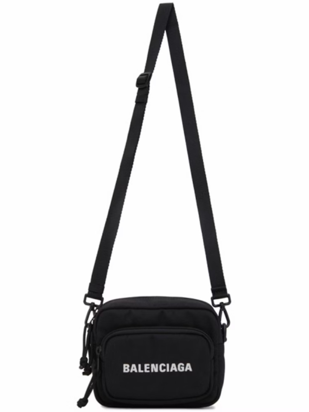 Balenciaga Wheel Logo Embroidered Camera Bag Nylon Black